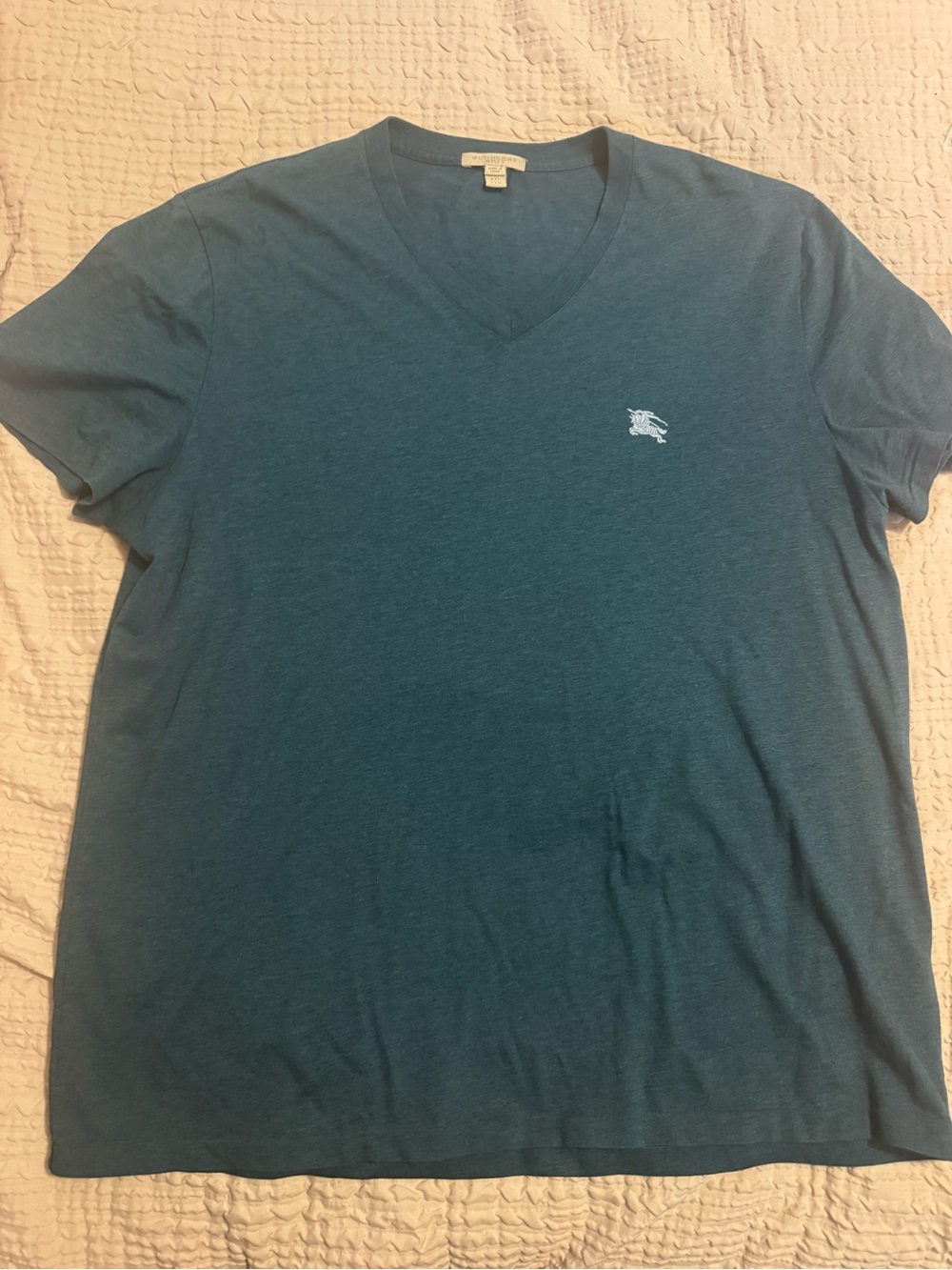 Burberry Teal V-Neck Short Sleeve Shirt
